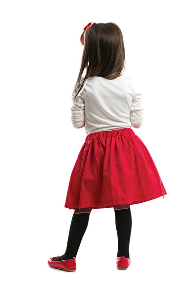 Denokids Girl's Bodysuit Tulle Red Skirt Set with Pearls
