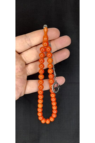 Anemore Collection مسبحة صلاة من العنبر باللون البرتقالي - قطع كروية T-404