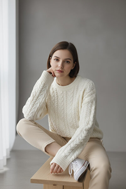 NEWCO TRICOTAT Detaliat Model Tricoturi casual Pulover Gâtul rotund Potrivire confortabilă Model șic zilnic