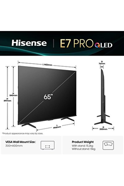 Hisense 65 Inch Smart TV, QLED, 4K Ultra HD, VIDAA Smart OS, 144HZ, Game Mode, AI Picture