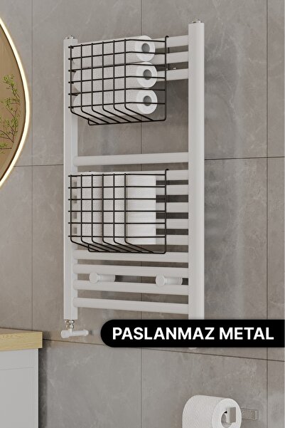 Bino 2 ADET Banyo Düzenleyici Organizer Şampuanlık Havlupan Askısı Havluluk Siyah Banyo Rafı Mutfak Rafı