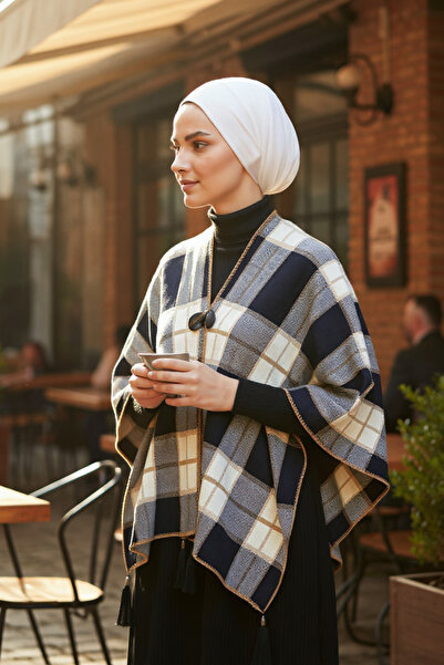 Onur Poncho - Πλεκτά υφασμάτινα πλεκτά Hijab Poncho Winter with Buttons Keep Warm Κατάστημα μόδας ποιότητας εξωτερικών ενδυμάτων