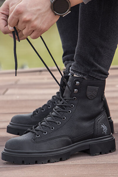 U.S. Polo Assn. Ανδρικές μπότες με φερμουάρ Castle με επένδυση από φλις μαύρο