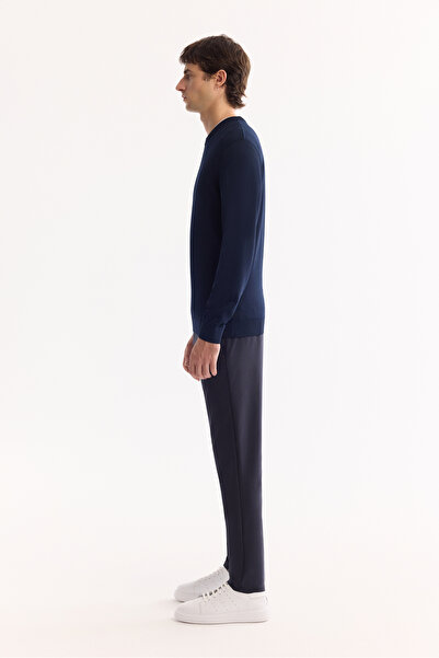 Avva Erkek Lacivert Bisiklet Yaka Rayon Tüylenmeyen Dokulu Triko Regular Fit Kazak A52Y5017