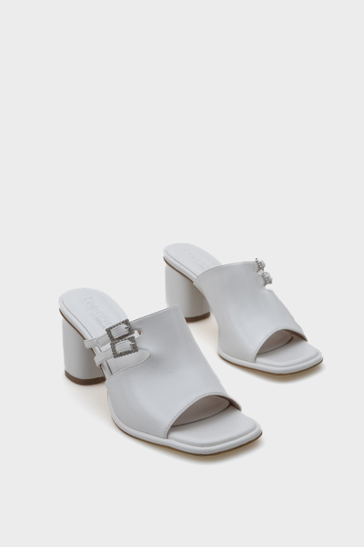 Capone Outfitters Mona Blunt Toe Medium Heeled Double Stone Buckle Women's Slippers