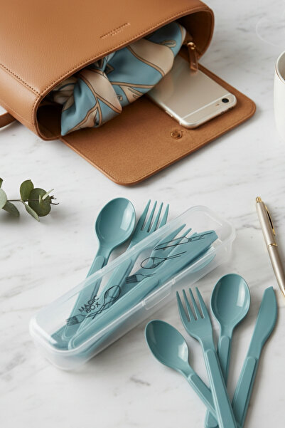 Myend Set of 3 Fork Spoon Knives, Picnic Dinnerware, Storage Box, Portable Portable