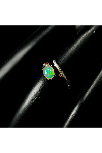 FashionBijoux Inel din argint 925 cu opal și granate