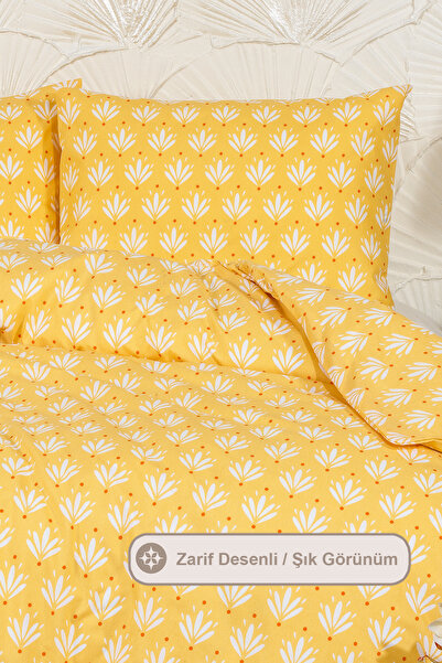 Elart Riva Nevresim Takımı Çift Kişilik Fitted Lastikli (200x220 cm) Sarı