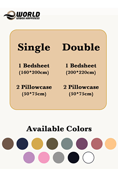 Eworld 3 Piece Beige Striped Cotton Single Bed Sheet Set – Flat Sheet & 2 Pillowcases