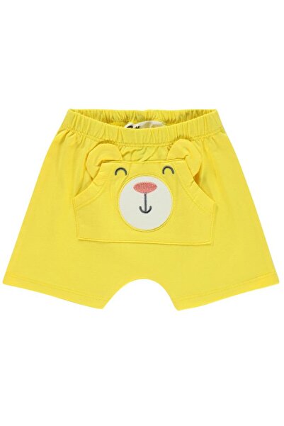 Civil Baby Ayı Surat Nakış Cepli 6-18 Ay Erkek Şort - Sarı12-18 Ay