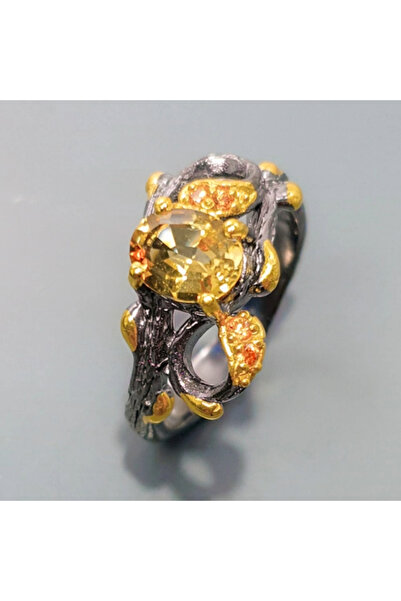 FashionBijoux Inel din argint 925 cu citrină și safir