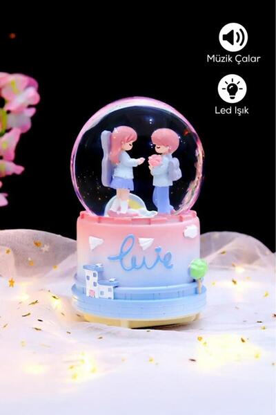 DEMPOWER Sevgili Figürlü Müzikli LED Işıklı Kar Küresi