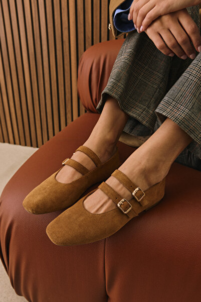 Ziya , Kadın Hakiki Deri Babet 153111Z4083 Camel