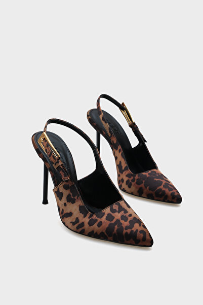 Capone Outfitters Сатенени обувки на висок ток Isabel с метална катарама и презрамка отзад