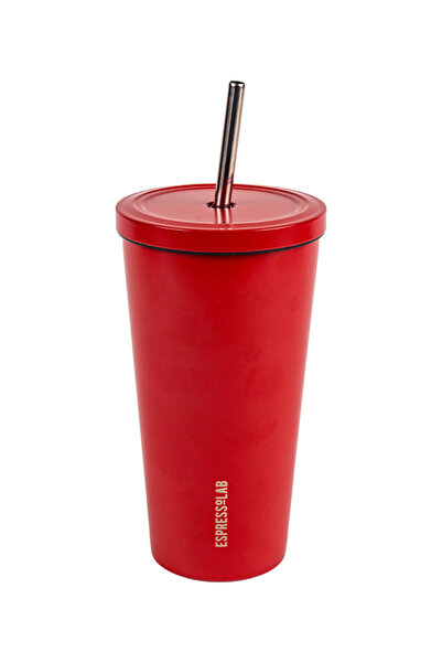 Espressolab Stainless Steel Red Straw Cup Thermos 500 ml No:80