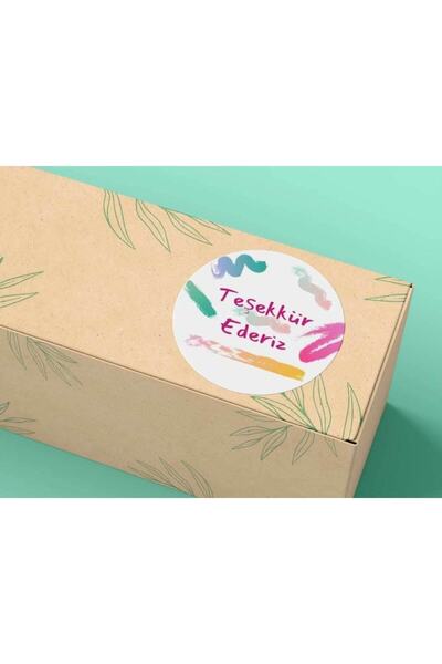 bisaccia Thank You Sticker Colorful Lines Matte Thank You Sticker 3 cm -95 Pi...