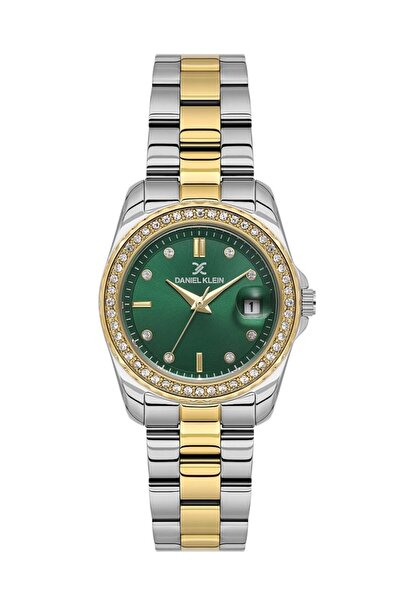 Daniel Klein ساعة نسائية فاخرة من الفولاذ المقاوم للصدأ باللونين الفضي والذهب...