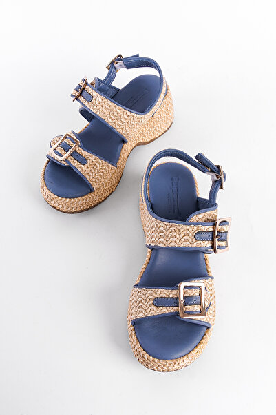 Capone Outfitters Genuine Leather - Straw Sole Double Buckle Comfort Women's Sandals