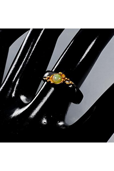 FashionBijoux 925 silver jewelry ring with golden opal, size 7