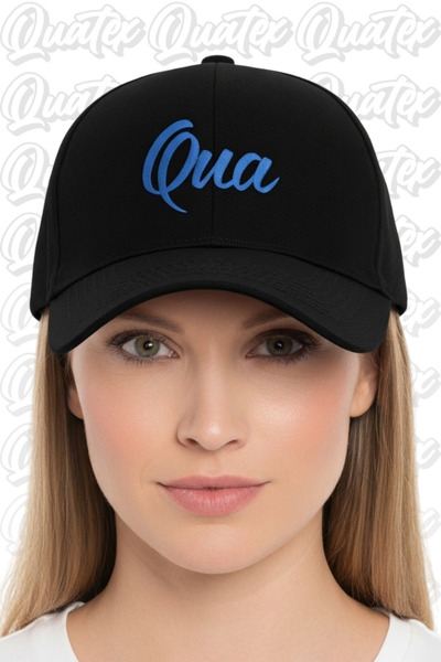 QUATEX قبعة Qua مطرزة – موديل أسود 100% قطن جبردين للجنسين