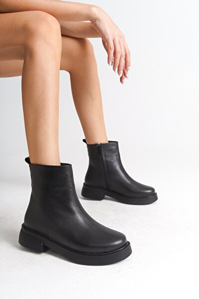 Capone Outfitters Kožené dámské kozačky s bočním zipem