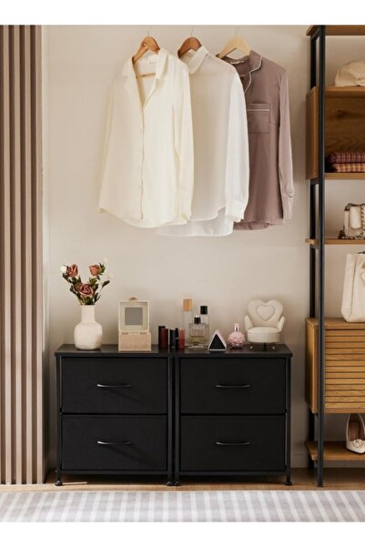 Bangiga Nightstand with 2 Fabric Drawers,Simple Bedside Table,End Table for Bedroom/Living Room (Black)