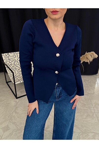 Hotfashion Çelik Örme Düğmeli Bluz