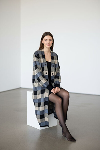 ENDAMIM Cardigan Long Knitwear Button Detail Without Closure