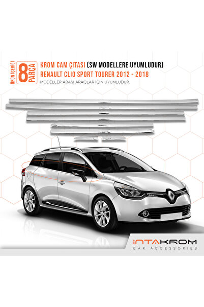 İntachrom Renault Clio 4 Sport Tourer Krom Cam Çıtası 8 Parça 2012-2018