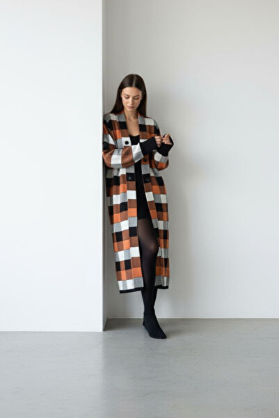 ENDAMIM Cardigan Long Knitwear Button Detail Without Closure