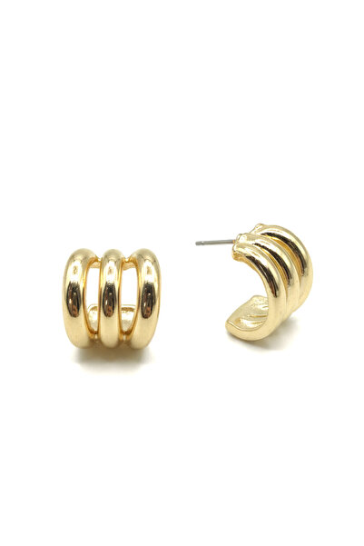 La Clarte Women's Gold Gold Color 3 Row Modern Earrings – Bright and Timeless Appearance