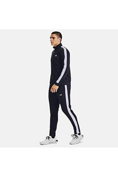 Under Armour 1357139-UA Knit Track Suit Fermuarlı Yaka Bağlamalı Bel Fitted Siyah - Beyaz Erkek Eşofman Takımı