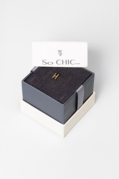 So CHIC... H Harfi 18 Ayar Sarı Altın Kaplama Gümüş Tek Küpe