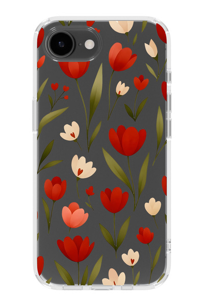 FLAMENKO حافظة هاتف شفافة متوافقة مع iPhone 17E باللون الأحمر لاليل منقوش