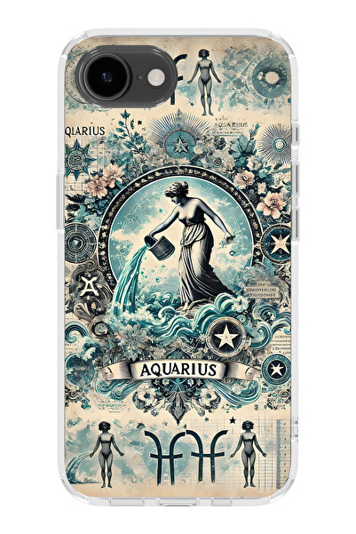 FLAMENKO حافظة هاتف شفافة متوافقة مع iPhone 17E من نوع Aquarius منقوش