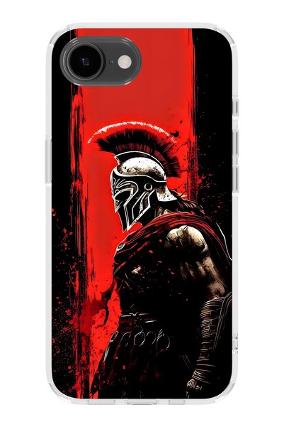 FLAMENKO iPhone 17E Compatible Warrior Sparta Patterned Transparent Phone Case