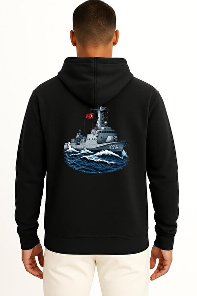 Bahriyeli Collection Hooded Tcg Meltem P-334 Unisex Sweatshirt with Pocket and Back Design