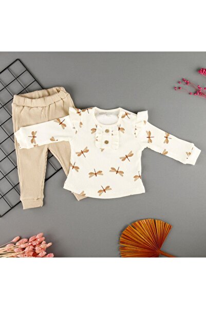 bebegci طقم بناتي موسمي مكون من قطعتين بتفاصيل اليعسوب