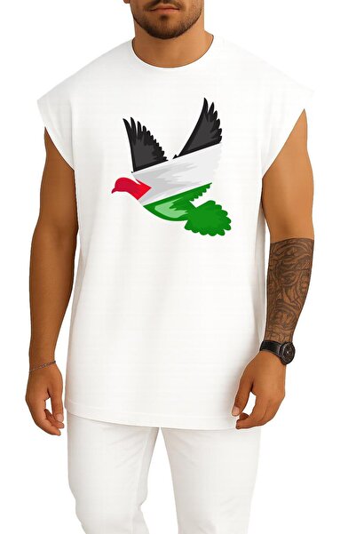 Bahriyeli Collection تيشيرت بدون أكمام بتصميم صدر وظهر كبير الحجم على شكل حما...