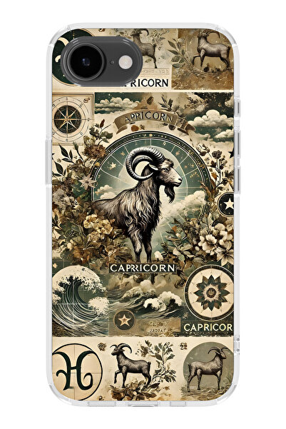 FLAMENKO حافظة هاتف شفافة متوافقة مع iPhone 17E Capricorn منقوش