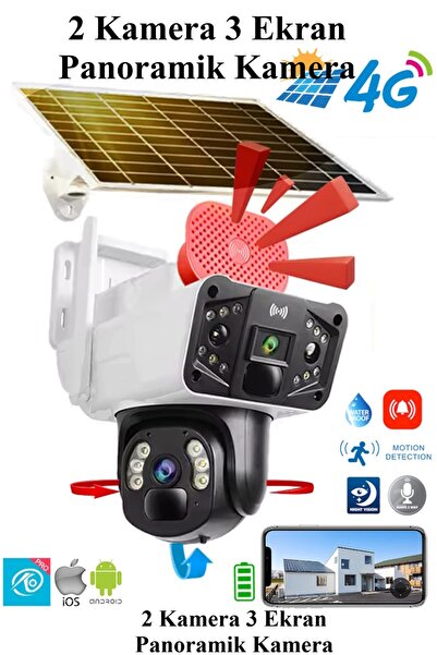 O-KAM 3915-s 4g 6mp Çift Lens Sim Kartlı Güneş Enerjili Güvenlik Kamerası