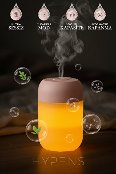HYPENS Gece Lambalı LED Hava - Oda- Araç Nemlendirici Buhar Makinesi Sessiz A...
