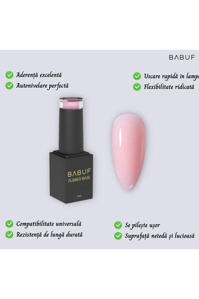 BABUF Baza Rubber | Roz Glazurat | RB 6 | 15 ml
