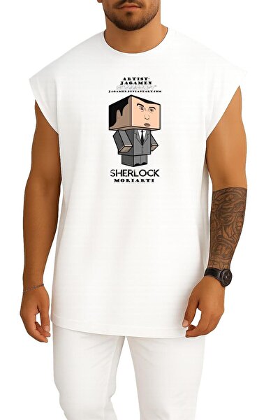 Bahriyeli Collection تيشيرت بدون أكمام بتصميم كبير الحجم على شكل صدر مع رسوما...