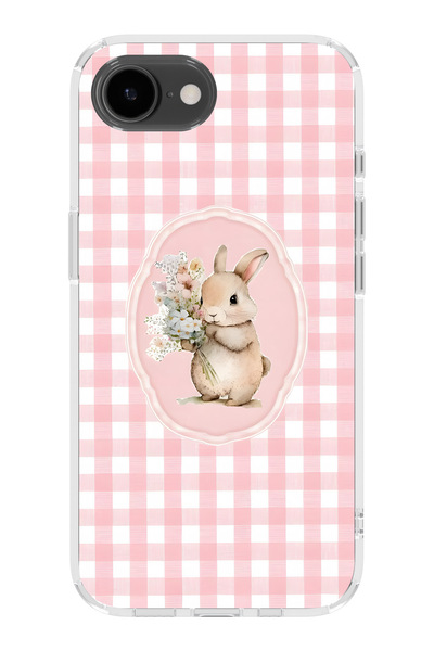 FLAMENKO iPhone 17E Uyumlu Çiçekli Tavşan Desenli Şeffaf Telefon Kılıfı