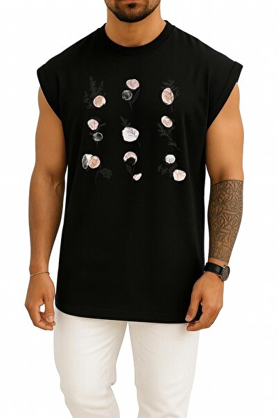 Bahriyeli Collection Oversized Flowers Line Art Botanical Watercolor Tank Top...