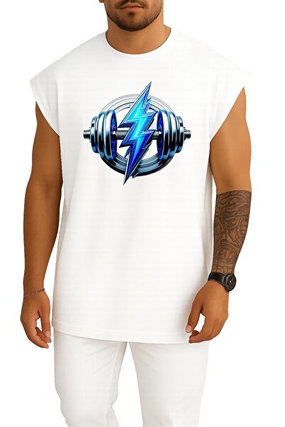 Bahriyeli Collection Oversize Fitness Gym Lights Chest Design Undershirt