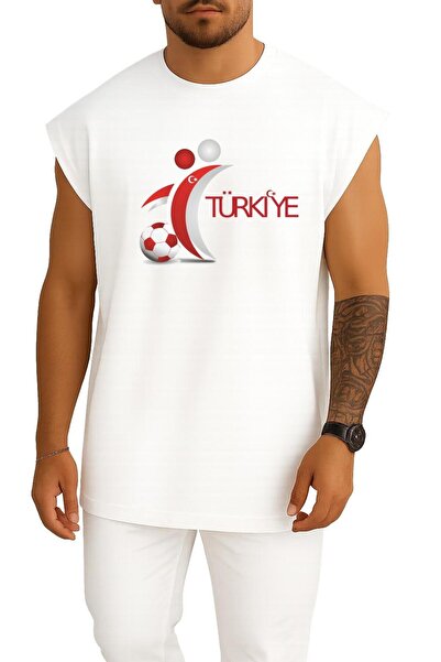 Bahriyeli Collection Oversized Turkey National Football Team Tank Top with Chest Design