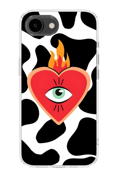 FLAMENKO حافظة هاتف شفافة متوافقة مع آيفون 17E من طراز فليمد هارت منقوش