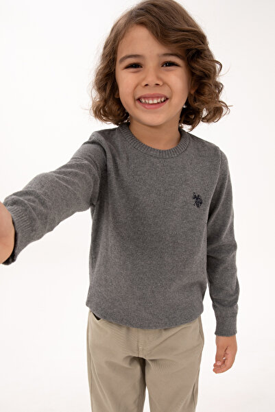 U.S. Polo Assn. سترة أساسية للأولاد باللون الرمادي الميلانج 50315586-VR086